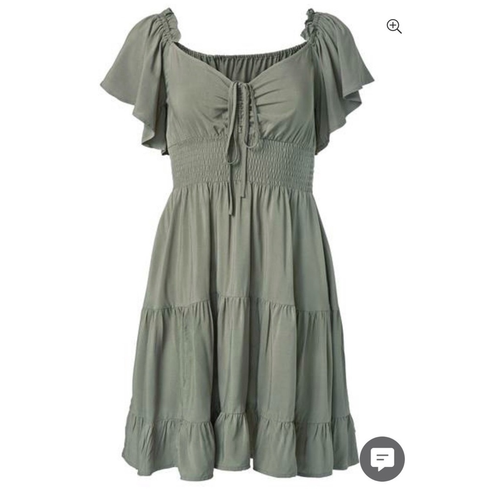 Plus Size Flutter Sleeve Tiered Dress-Venus
